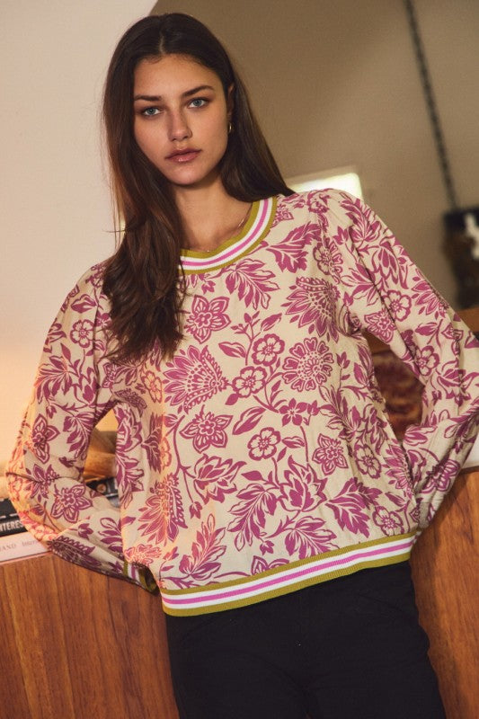 Orchid Wave Knit Top