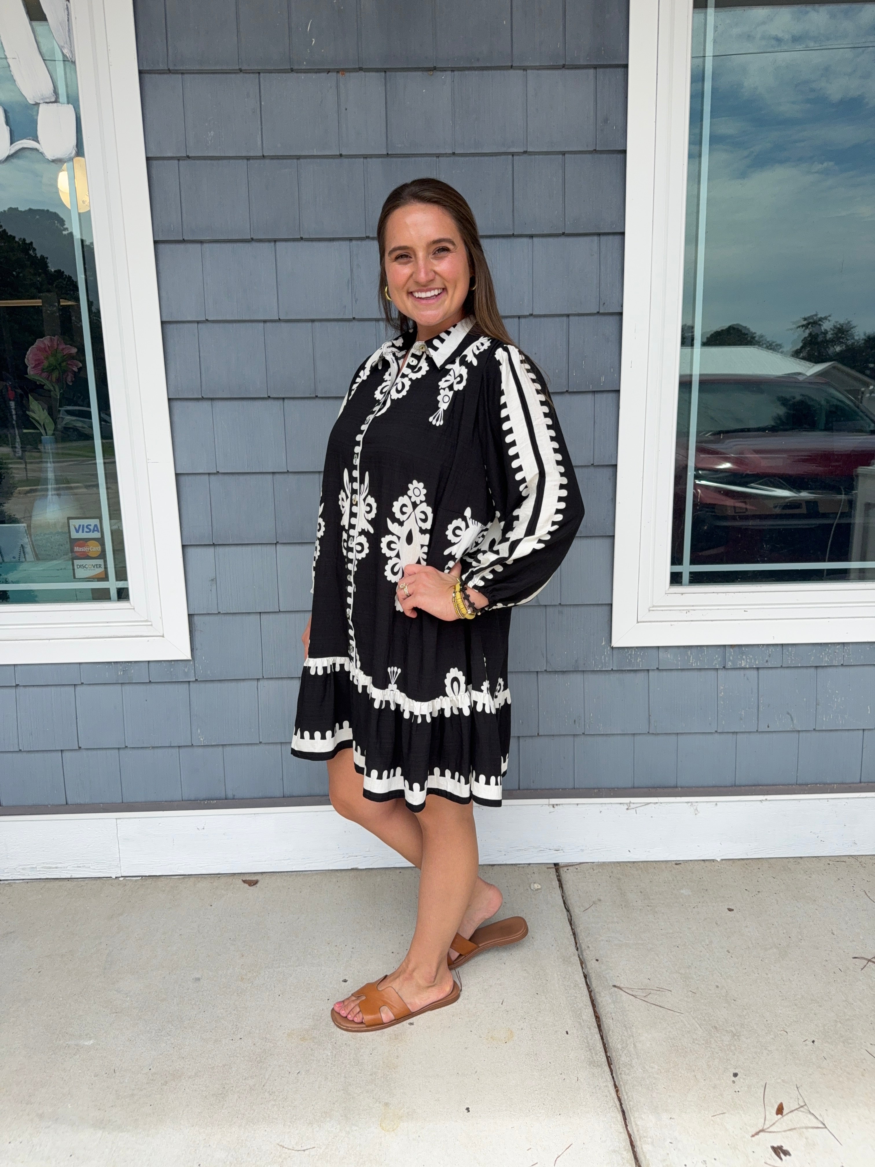 Black Two Tone Abstract Mini Dress