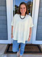 Cream Solid Knit Sweater