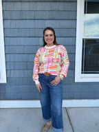 Pink Poppy Line Pattern Sweater