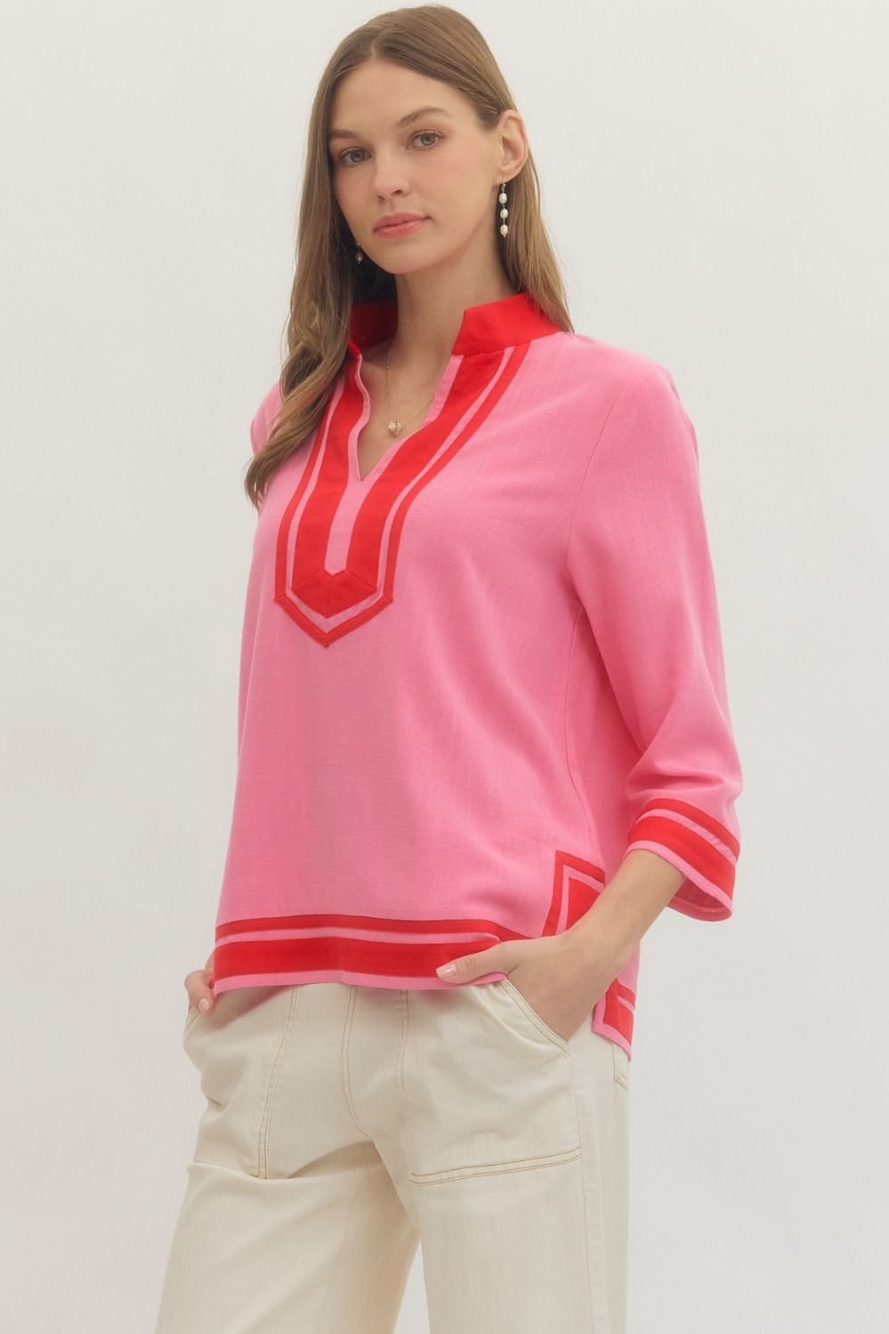 Pink & Red Contrast Top SHIPS OR PICKUP FROM COCO 2/23/26