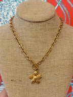 Pleated Flower Toggle Necklace