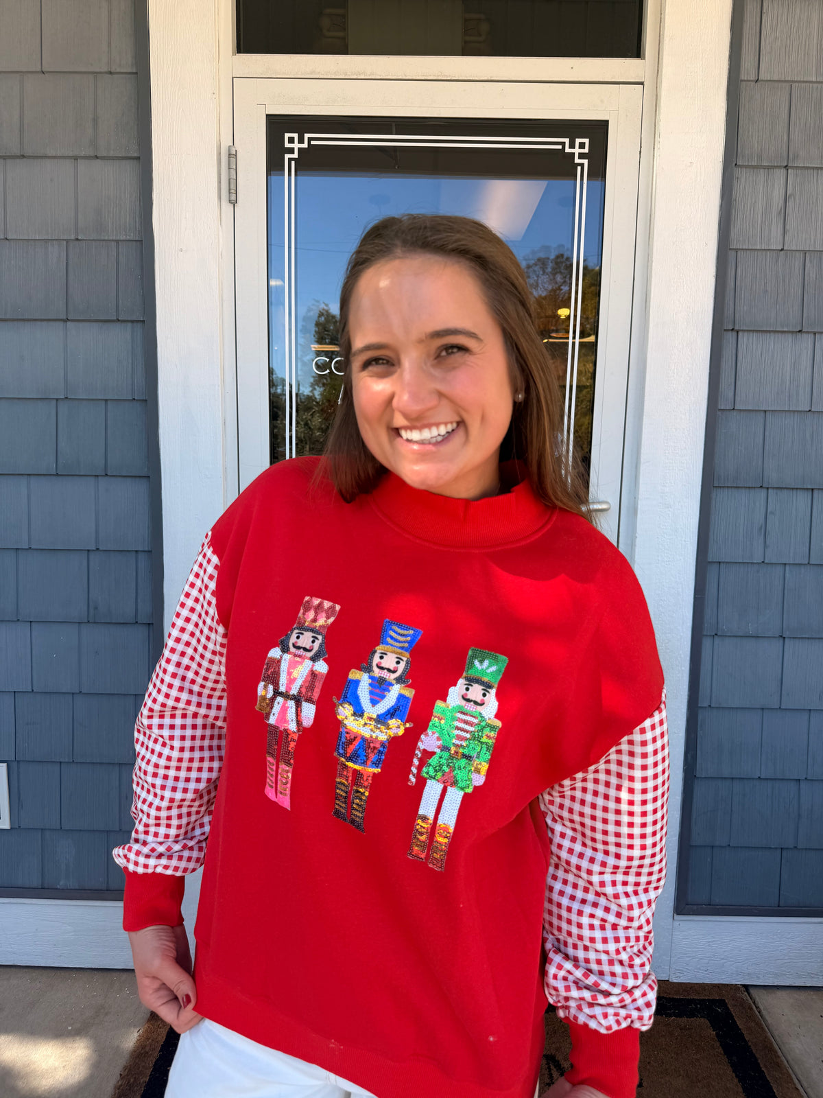 Red Nutcracker Sequin Mockneck