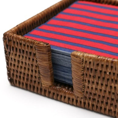 Dark Rattan Cocktail Napkin Holder Caspari