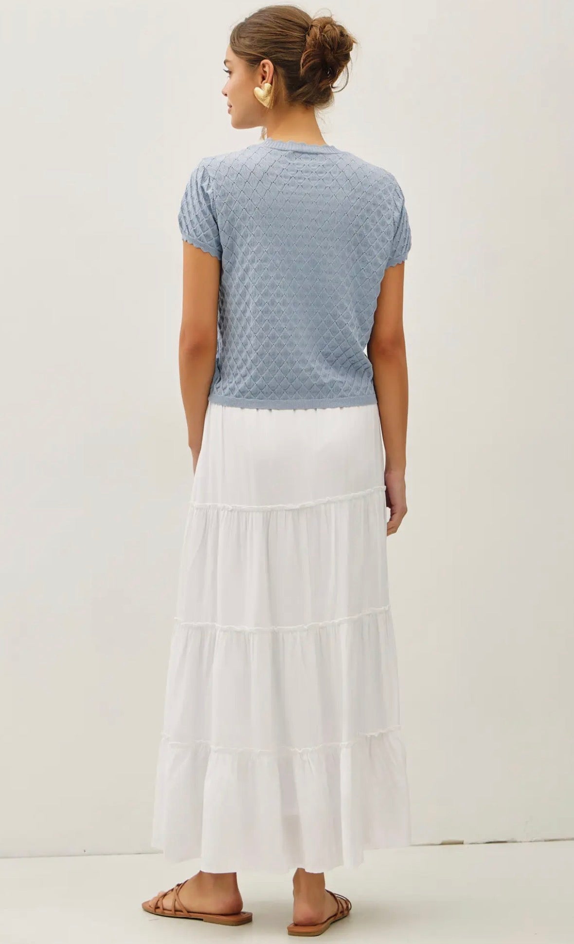 Off White Tiered Maxi Skirt