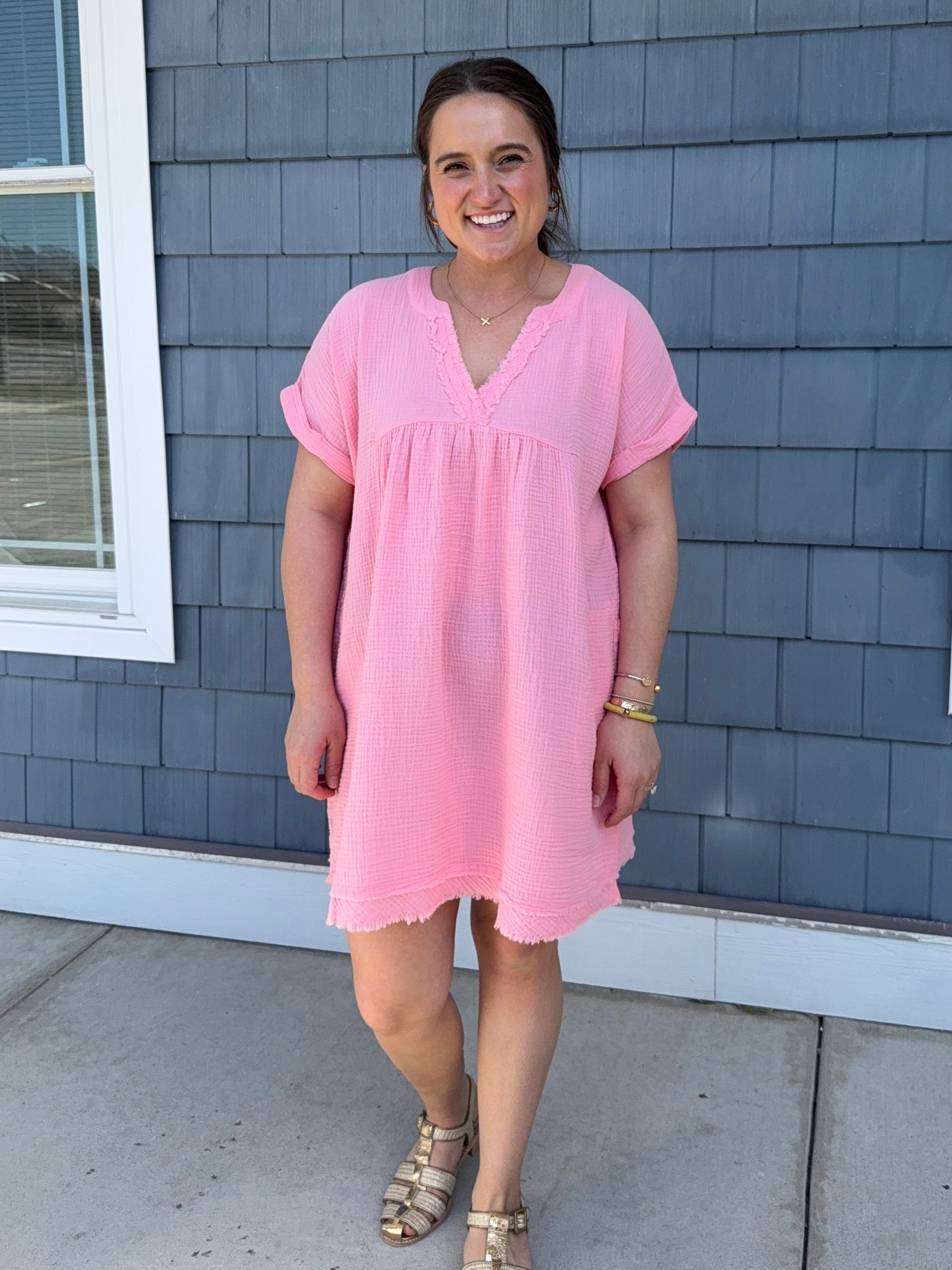 Coral Cotton Dress
