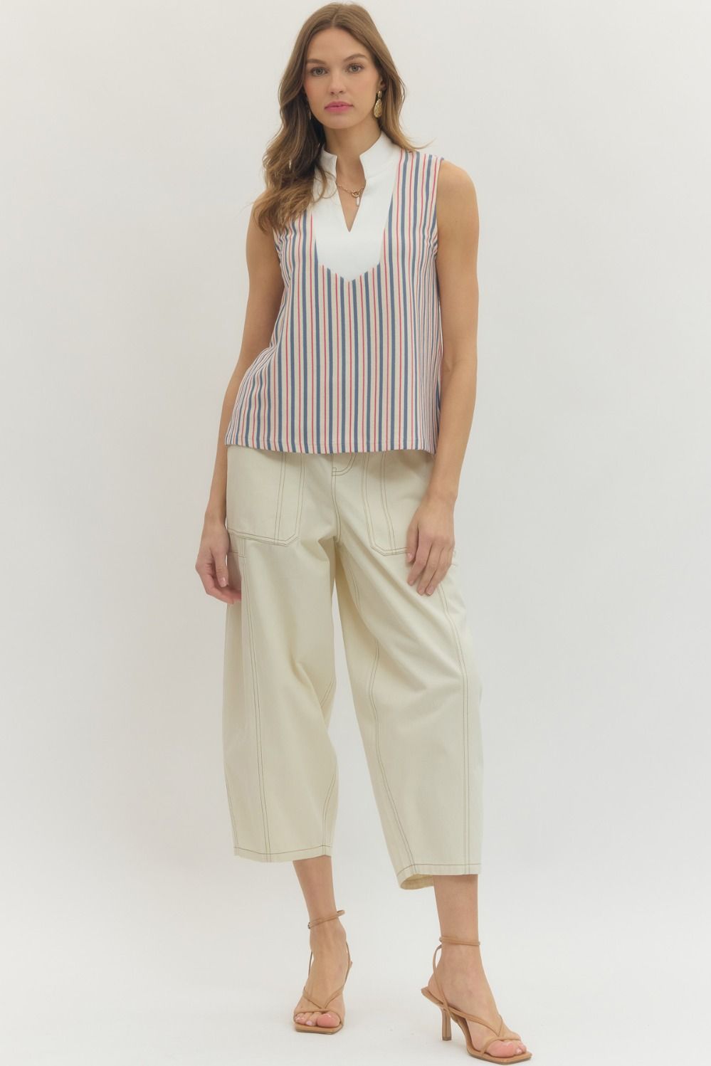 Striped Sleeveless Knit Top