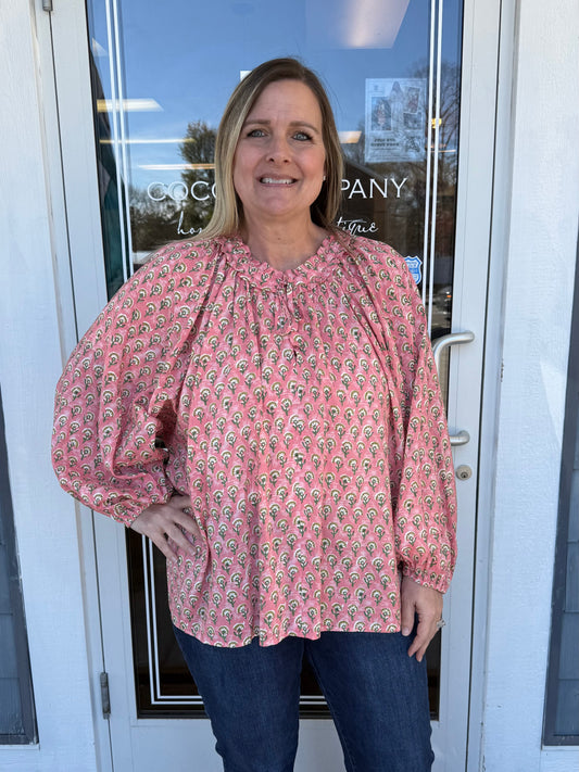 Coral Printed Blouse