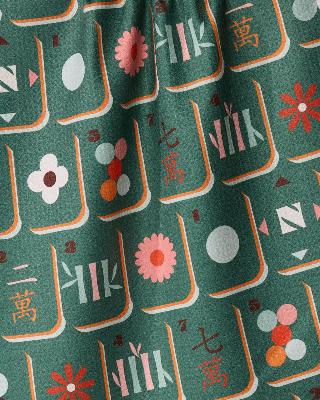 Moss Tile Toss- Mahjong Tea Towel Geometry