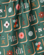 Moss Tile Toss- Mahjong Tea Towel Geometry