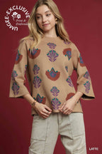 Latte Floral Knit Sweater Top SHIPS OR PICKUP FROM COCO 10/10/25