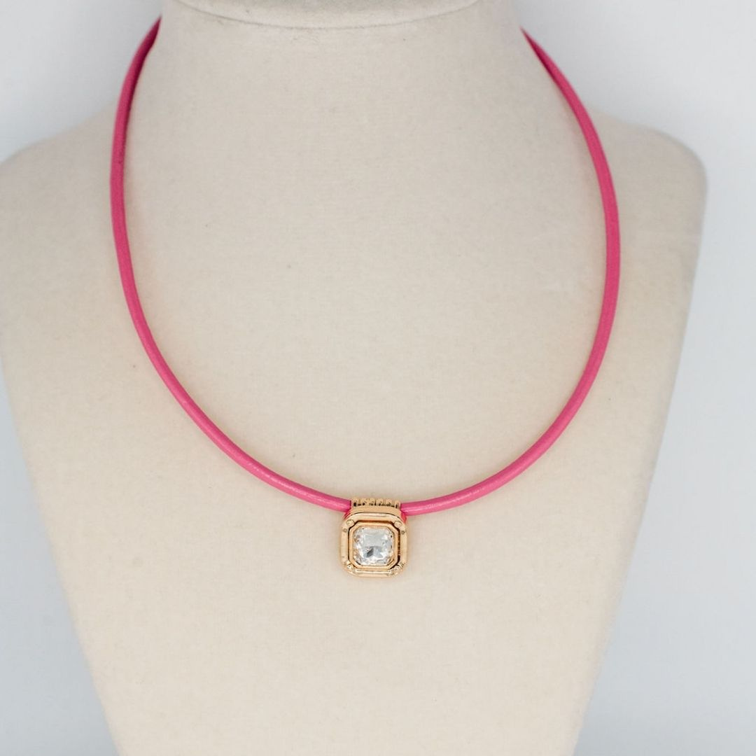 Gold Sparkle Necklace - Pink - Smith & Co.