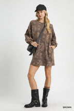 Paisley Print French Terry Sweatshirt Dress