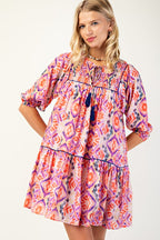 Multicolor Smock Top Mini Dress