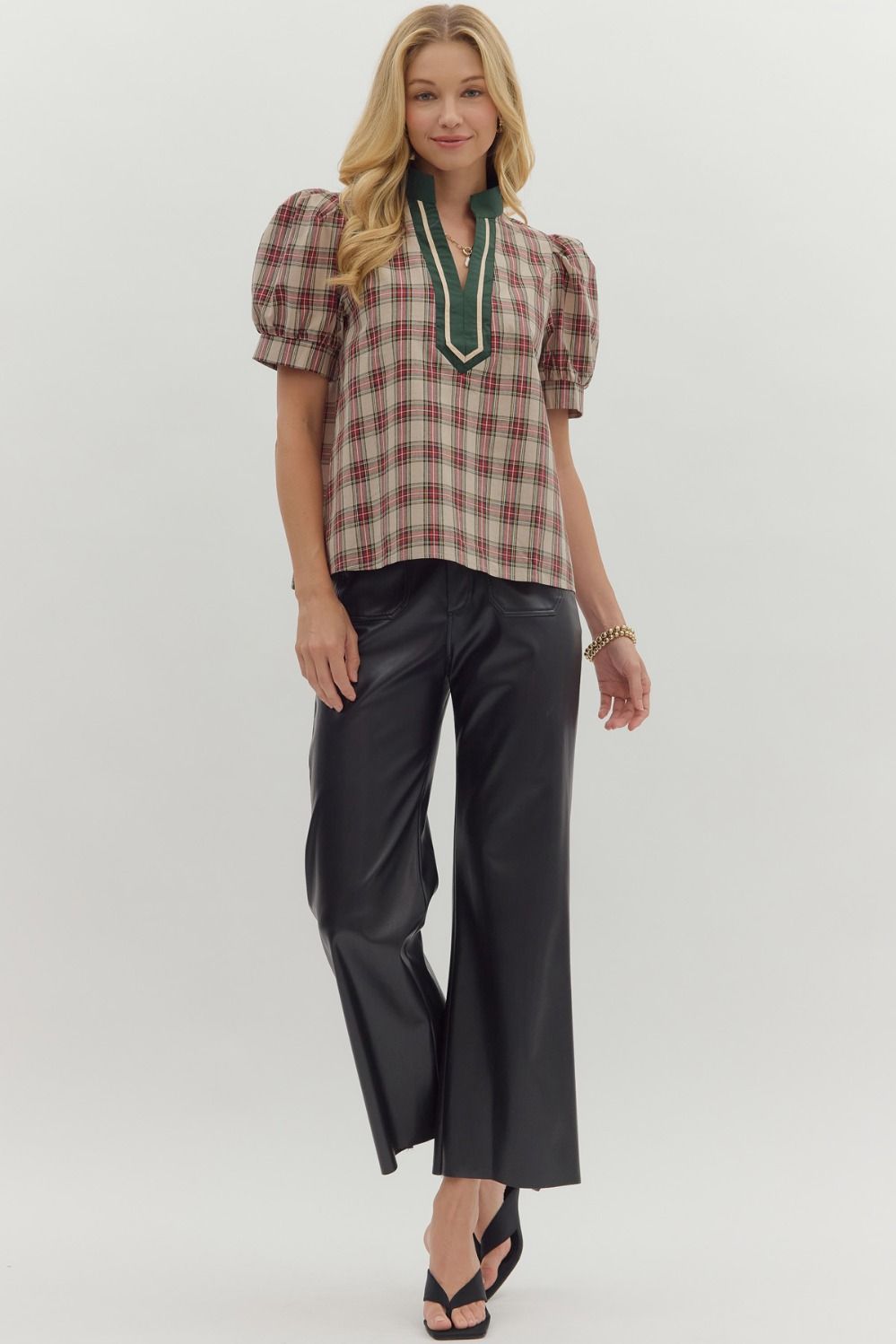 Plaid Taupe Top SHIPS OR PICKUP FROM COCO 11/6/25