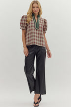 Plaid Taupe Top SHIPS OR PICKUP FROM COCO 11/6/25