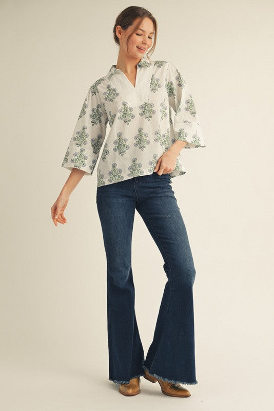 Floral Contrast Top