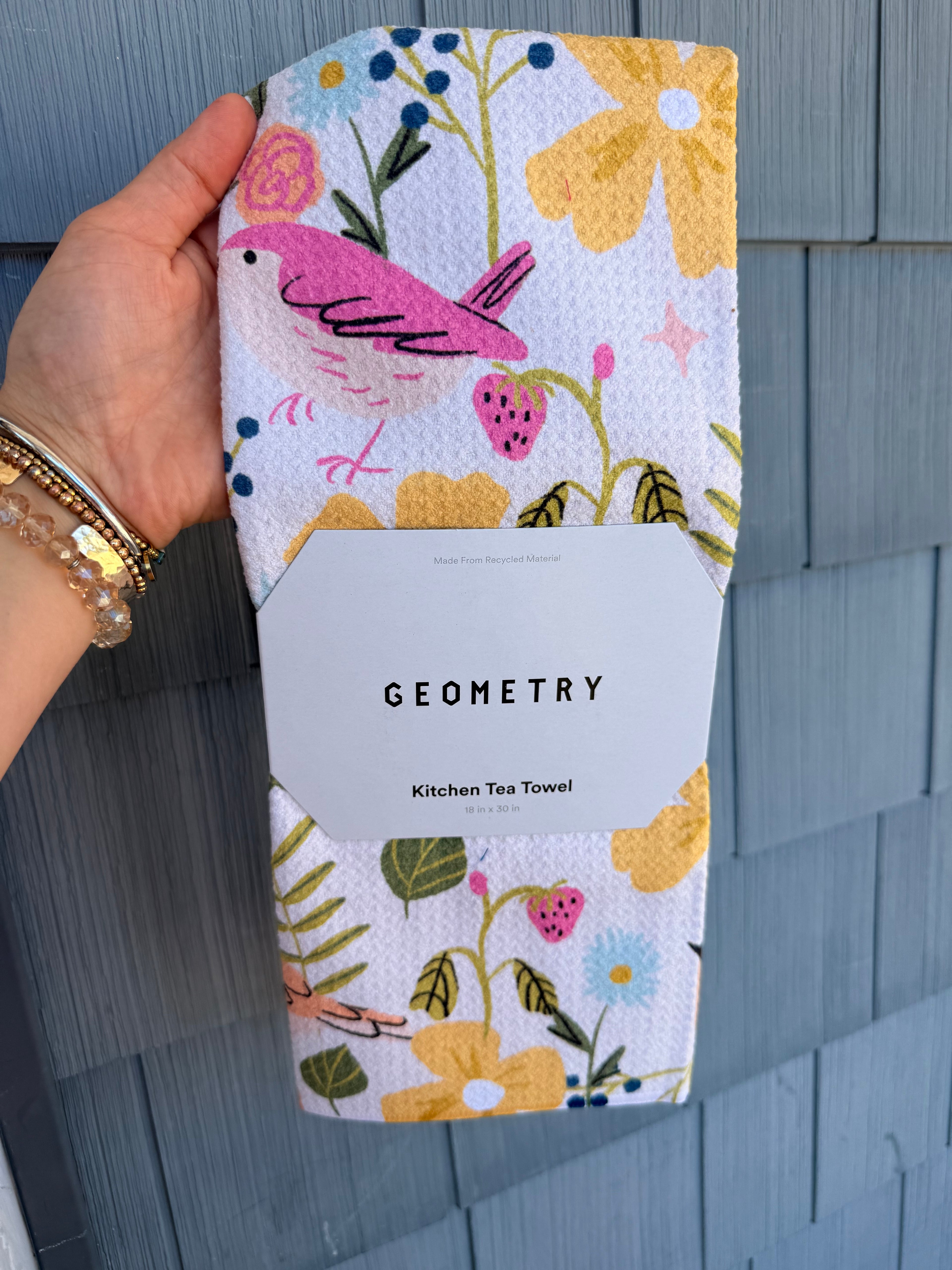 Summer Songbirds Tea Towel Geometry