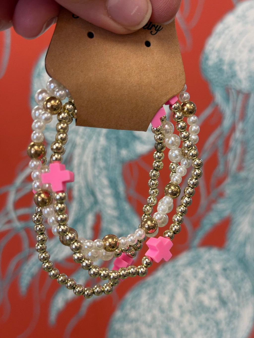 Pink Beaded Bracelet Set