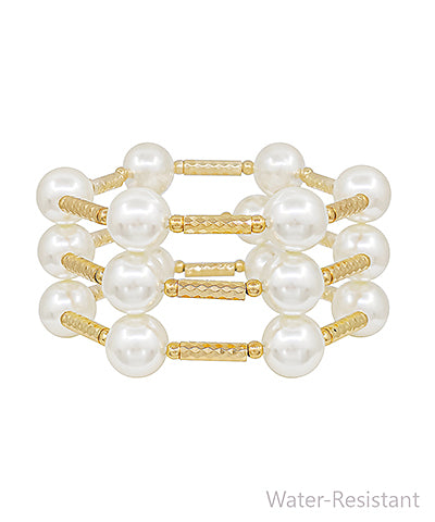 Pearl & Gold Bracelet Set
