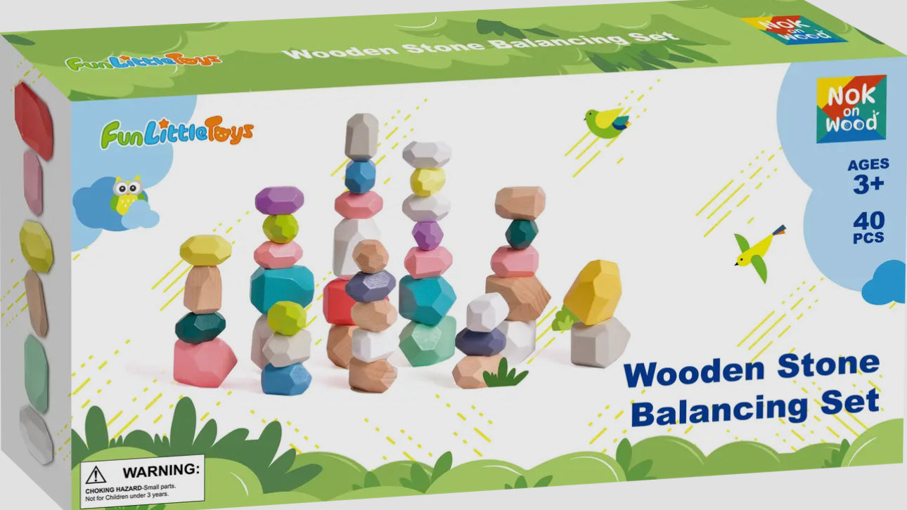 Wooden Balancing Stacking Rocks Toy