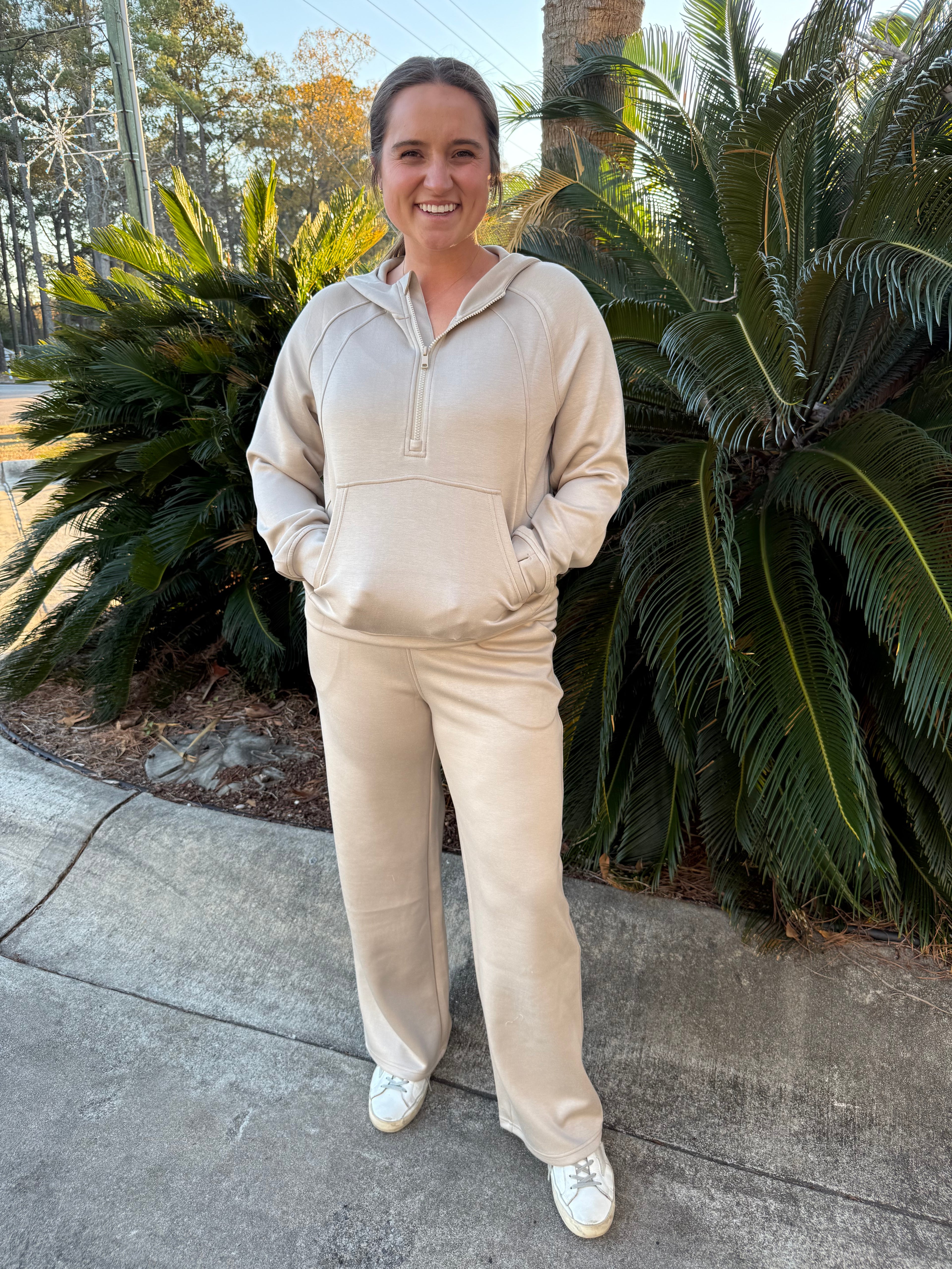 Cream Zip Up Scuba Set