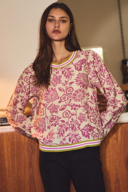 Orchid Wave Knit Top