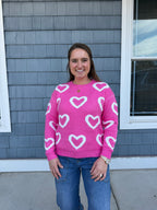 Pink & White Heart Sweater