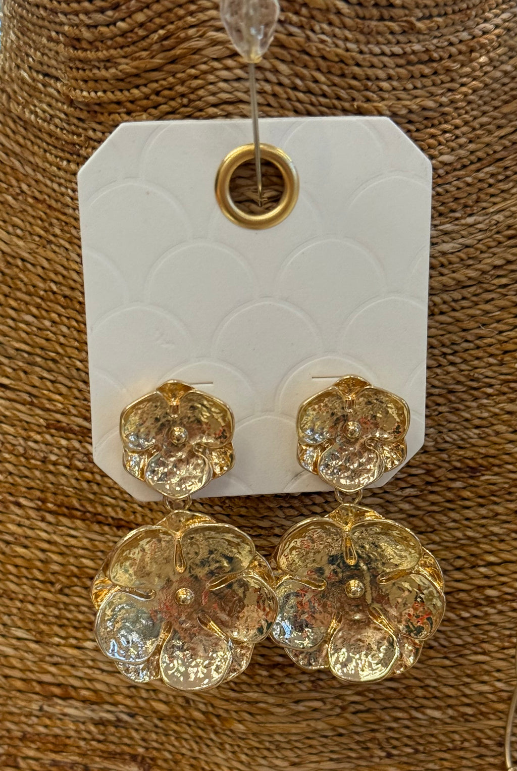 Hammered Two Flower Earrings