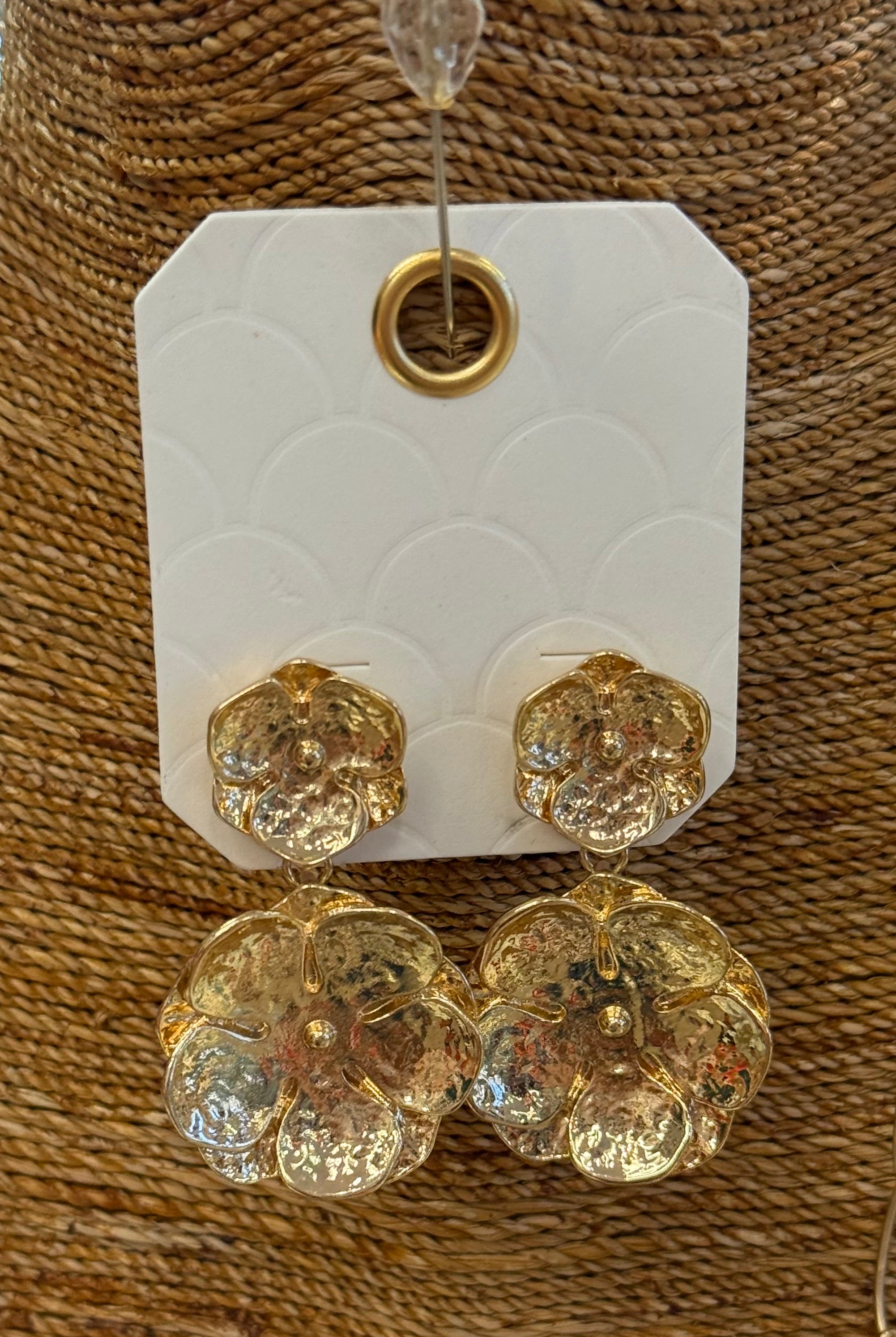 Hammered Two Flower Earrings