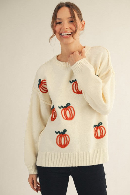 Cream Pumpkin Sweater SHIPS OR PICKUP FROM COCO 10/10/25