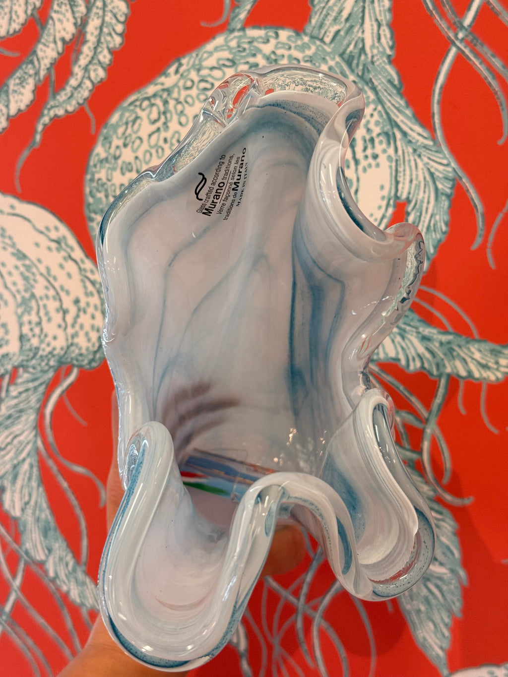 Blue Ripple Glass Vase Made in Italy