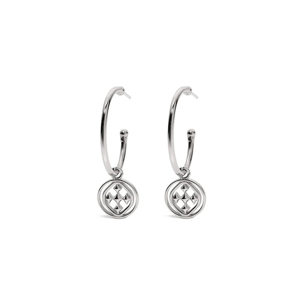 Medallion Small Hoop Earrings - Sterling Silver Gracewear