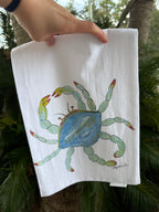 Crab White Flour Sack Towel