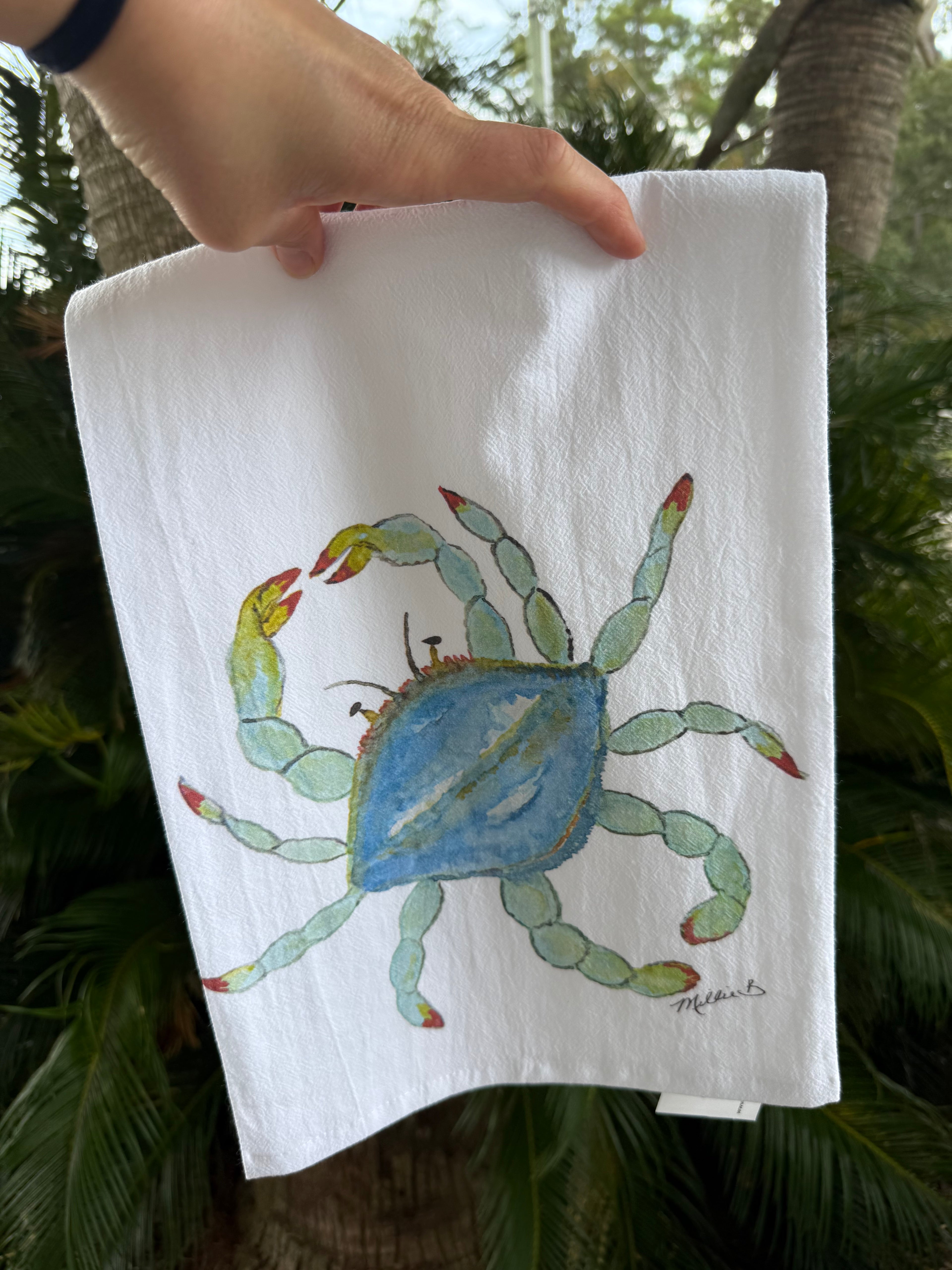 Crab White Flour Sack Towel