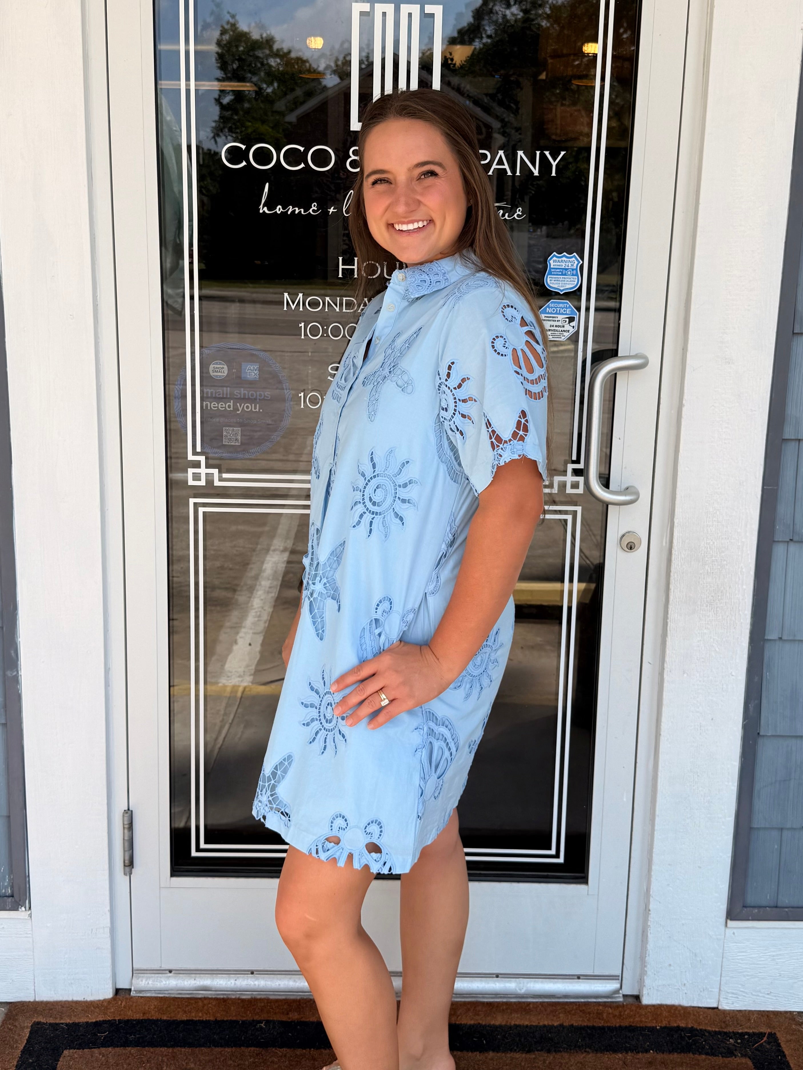 Blue Sea Scapes Eyelet Dress