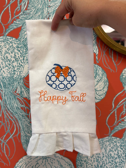 Happy Fall Ruffle Tea Towel