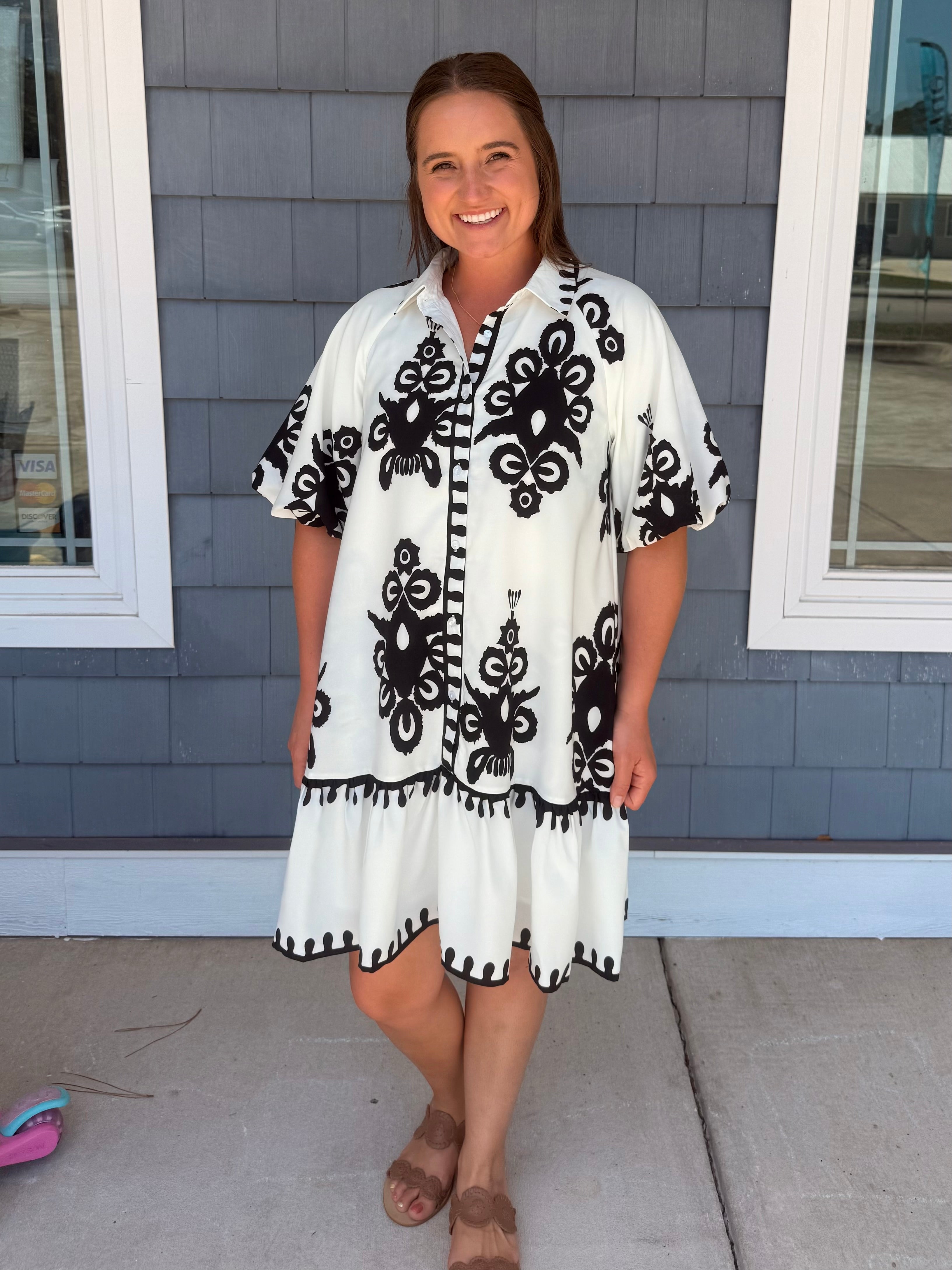 Off White Bold Print Mini Dress