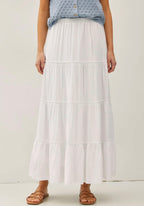 White Tiered Maxi Skirt