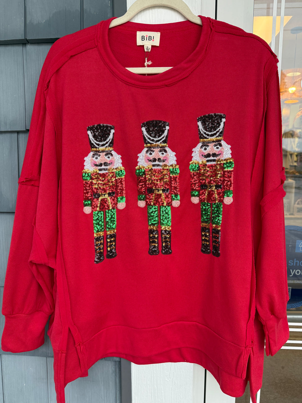 Red Nutcracker Sequin Top