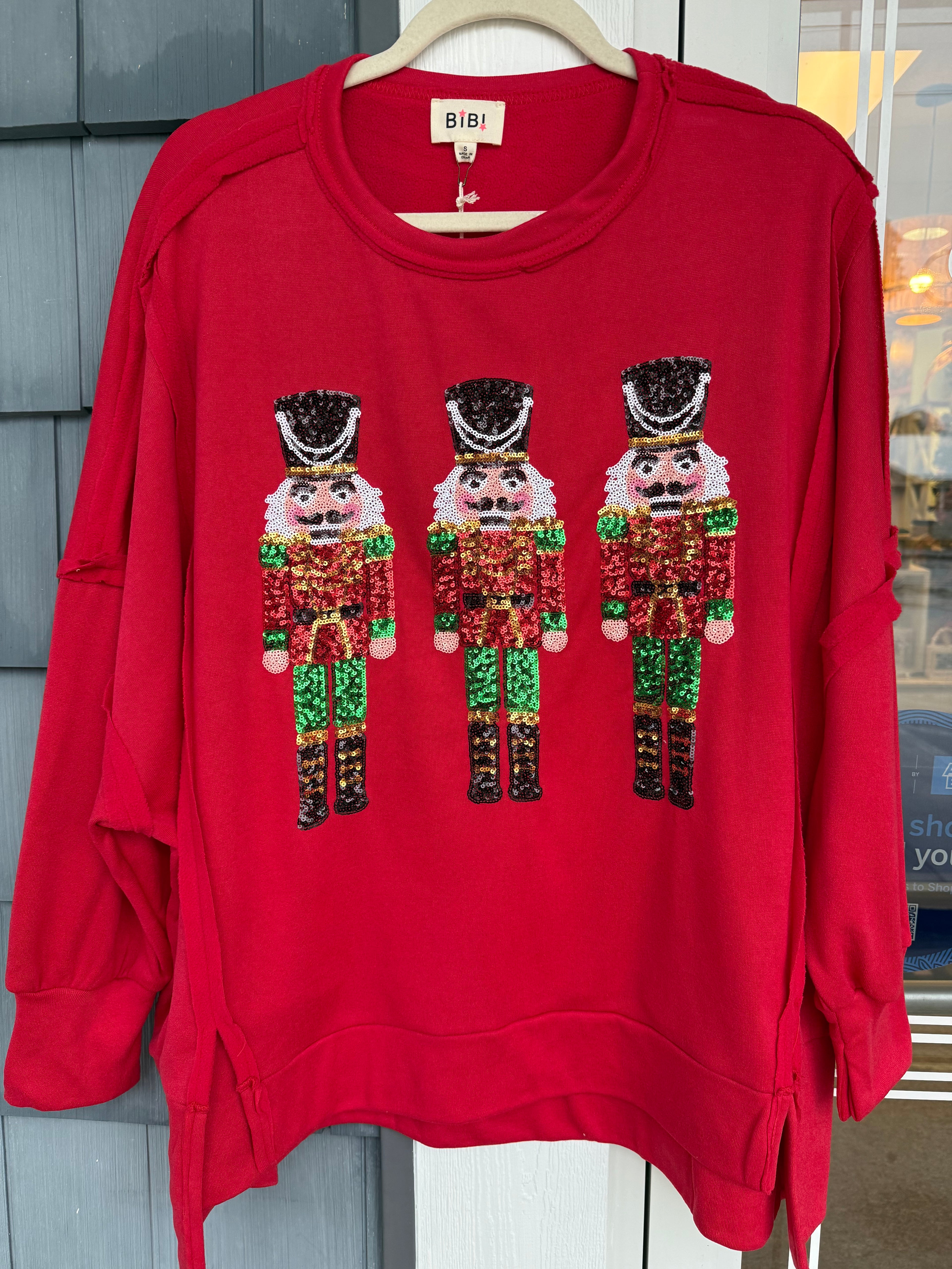 Red Nutcracker Sequin Top