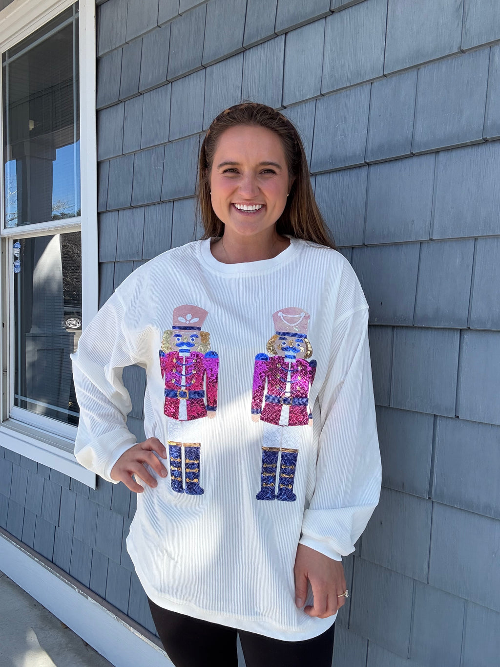 White Sequin Nutcracker Top