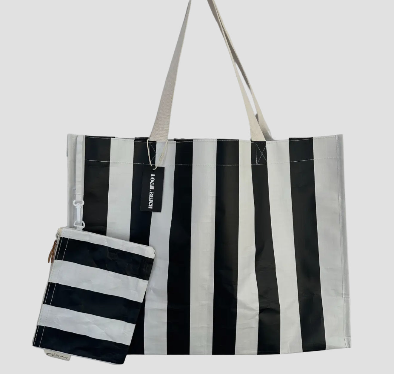 Black Thick Stripe XL All Day Bag With Matching Removable Pouch