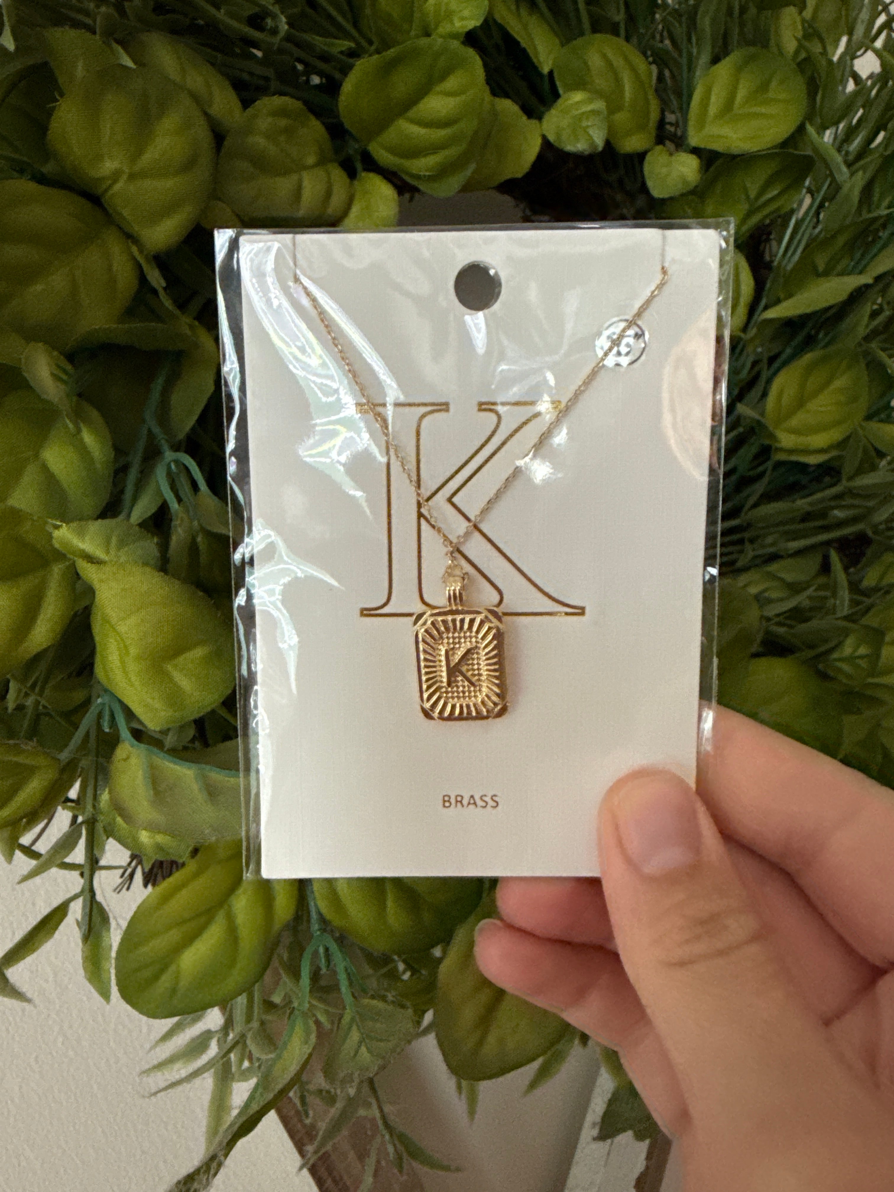 K Brass Initial Necklaces