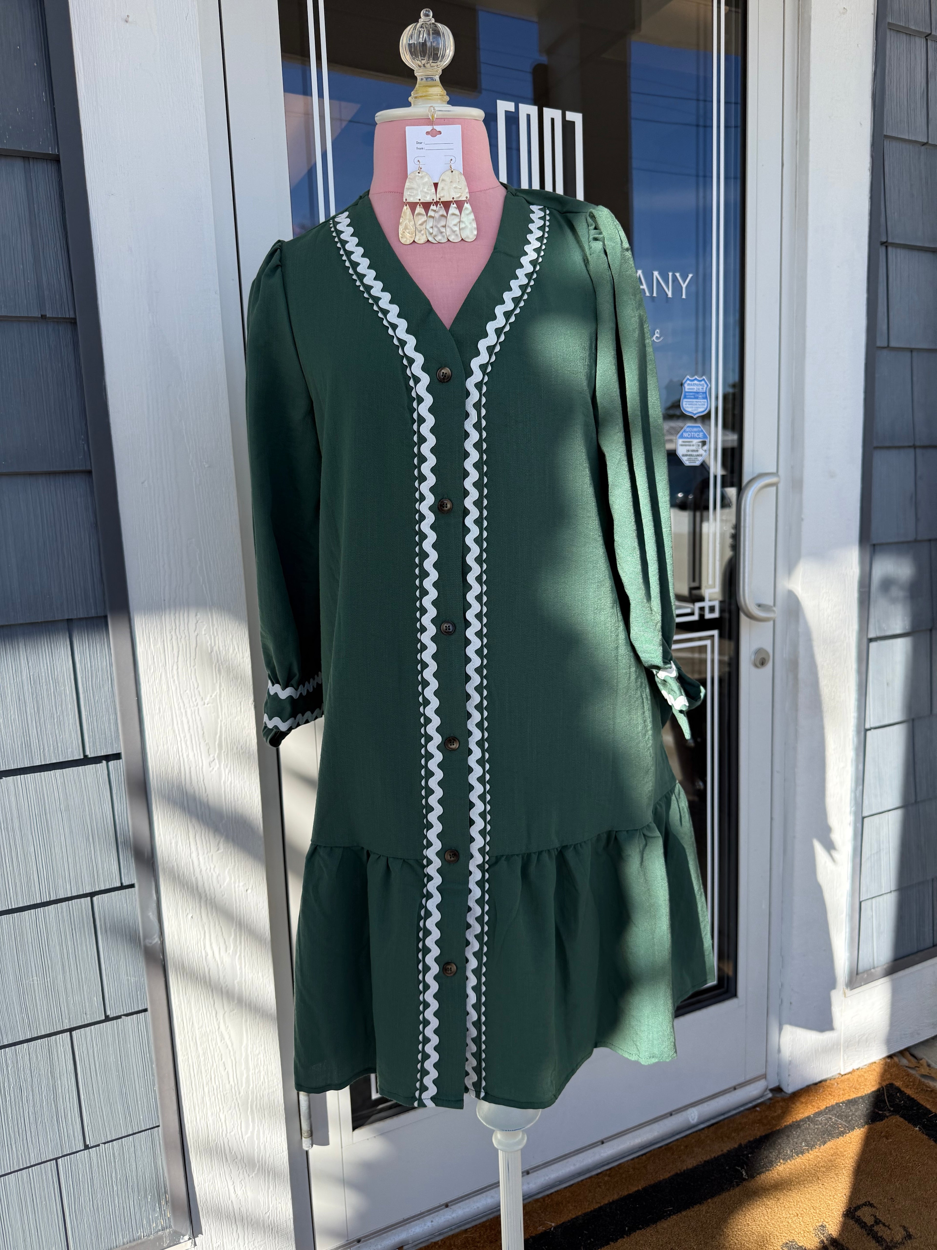 Green Ricrac Trim Dress
