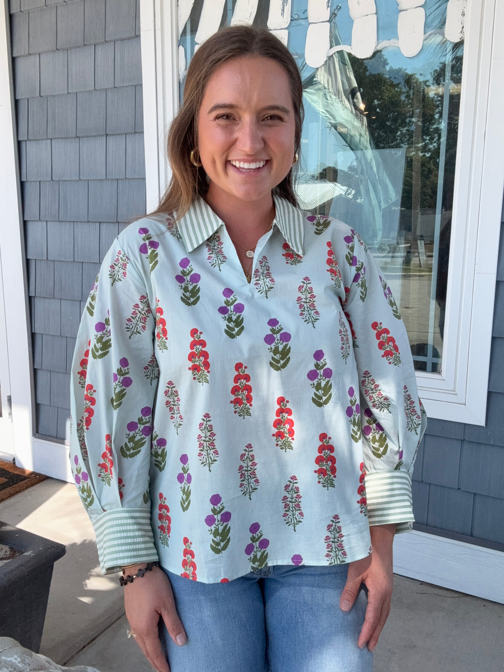 Mint Floral Top