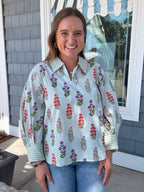 Mint Floral Top