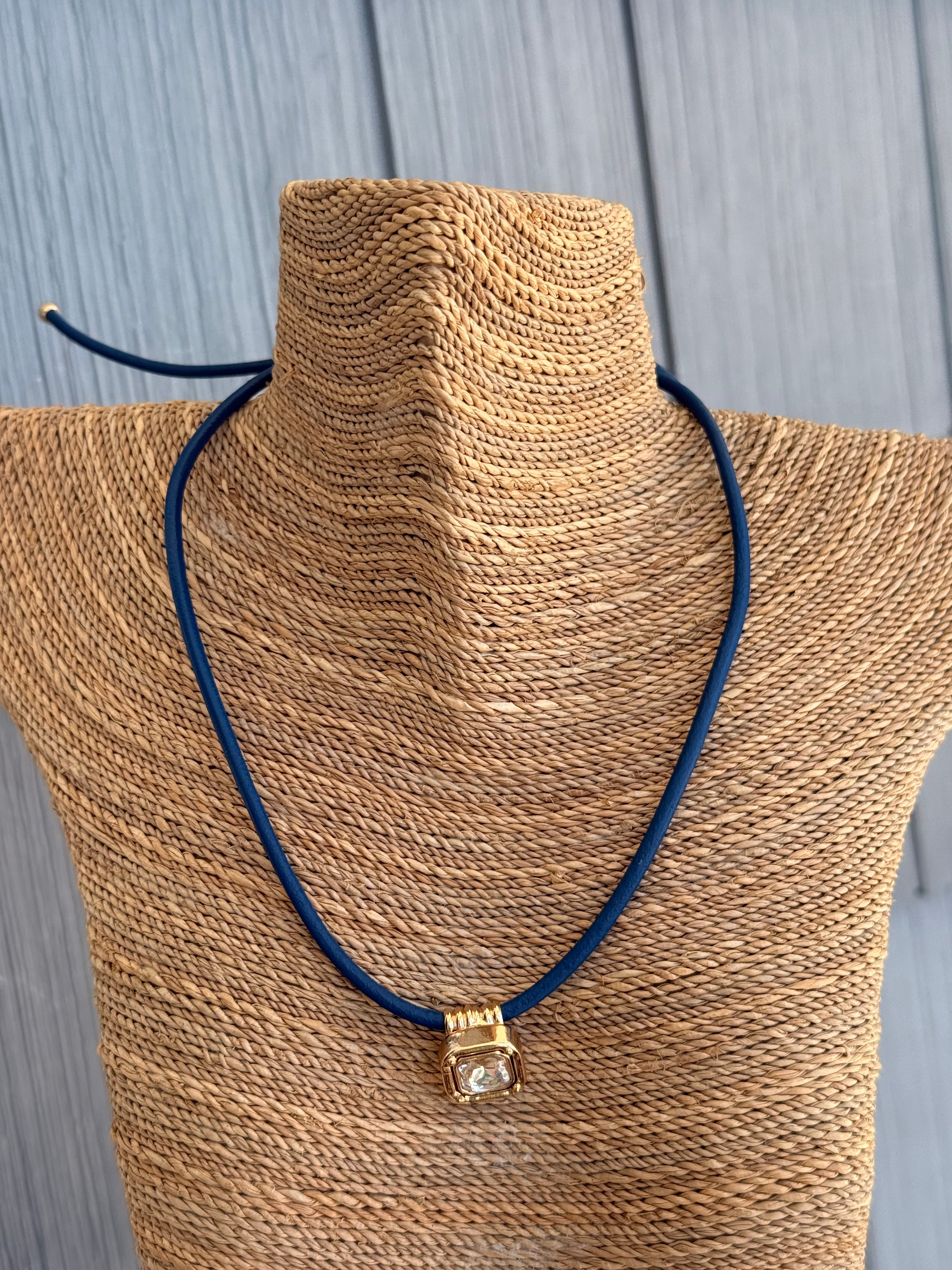 Gold Sparkle Necklace Navy - Smith & Co.