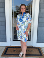 Blue Floral Print Mini Dress