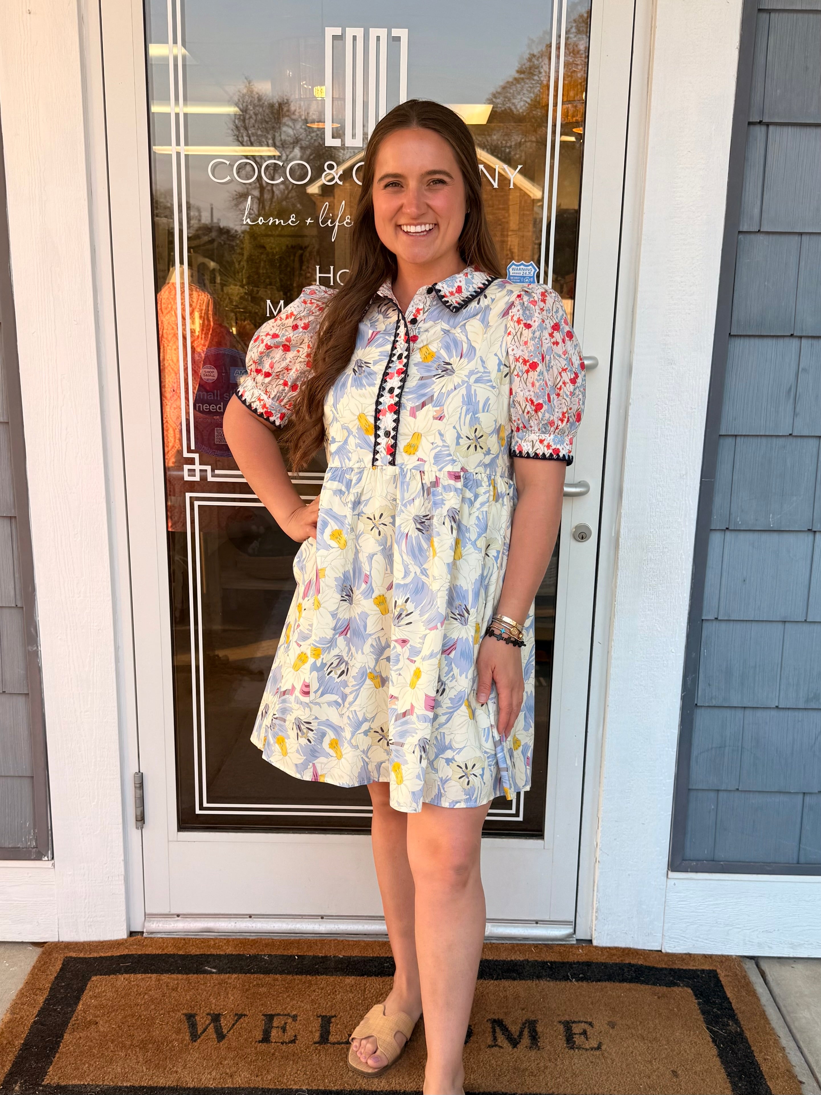 Periwinkle Floral Scallop Embroidery Dress